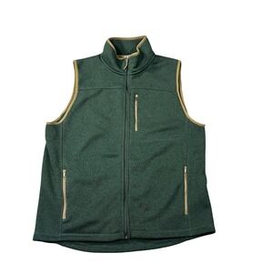 LL Bean Men's Large Fleece Vest Green Slightly Fitted Zip Up Pockets